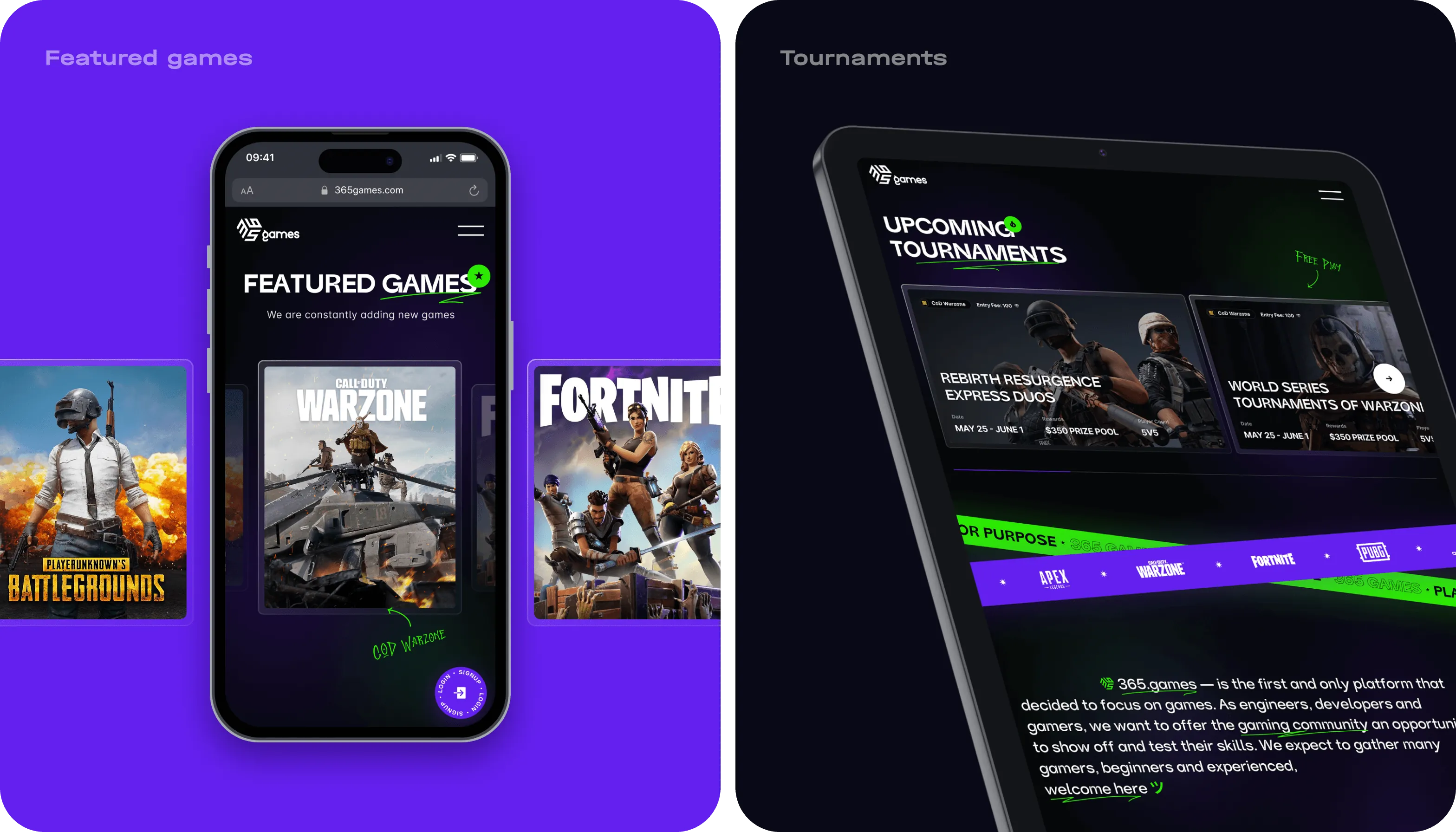 eSports platform development & website design - form-rework.goodface.works