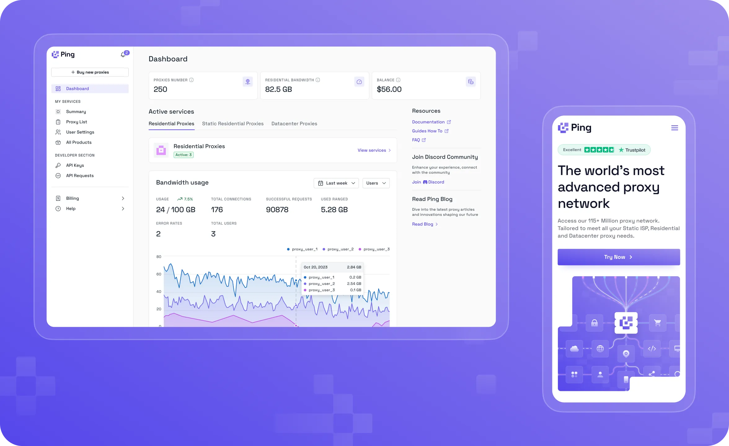 SaaS development & Web app redesign for Ping Proxies - form-rework.goodface.works