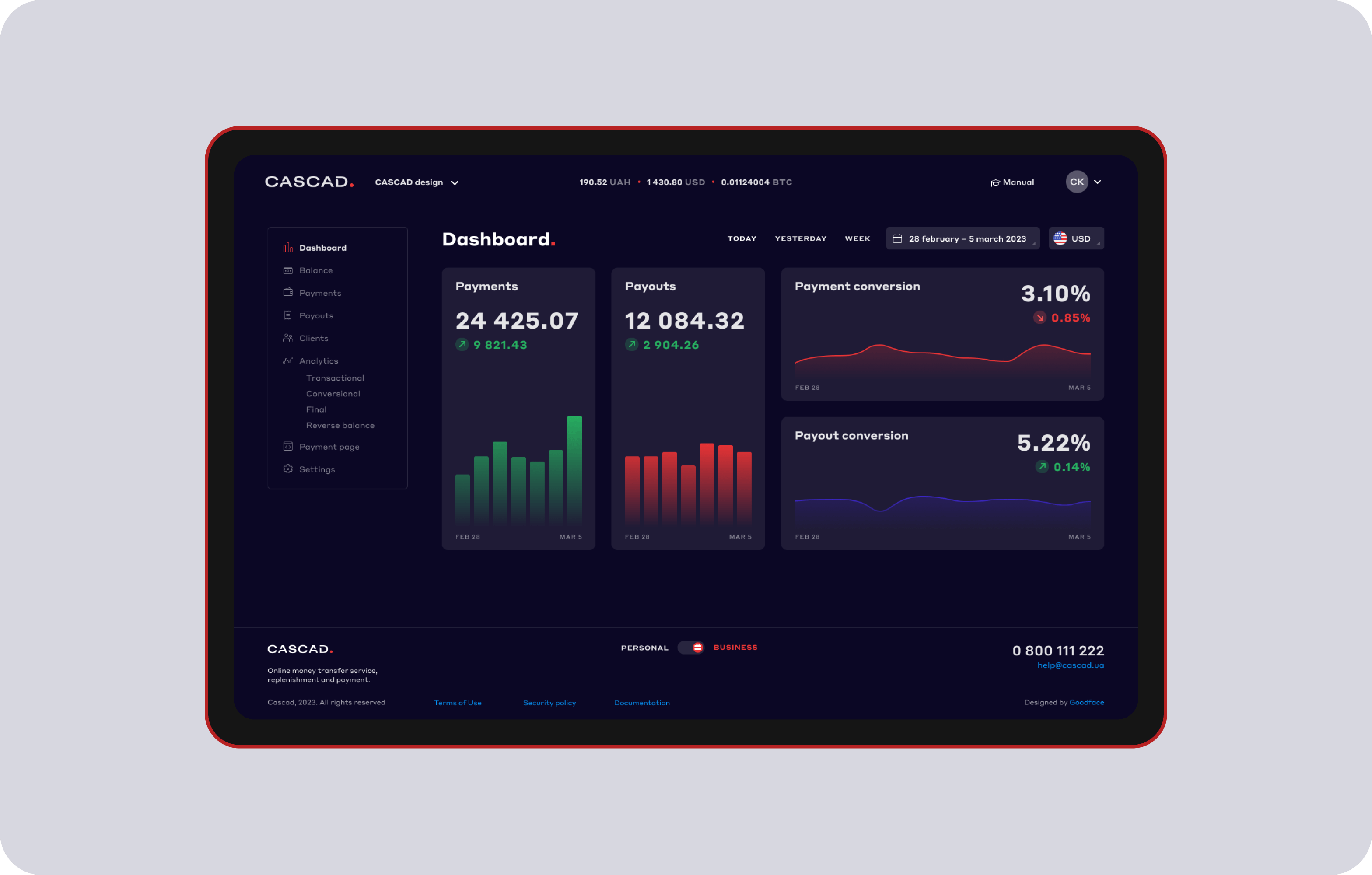 Website design & development for a payment system - goodface.works