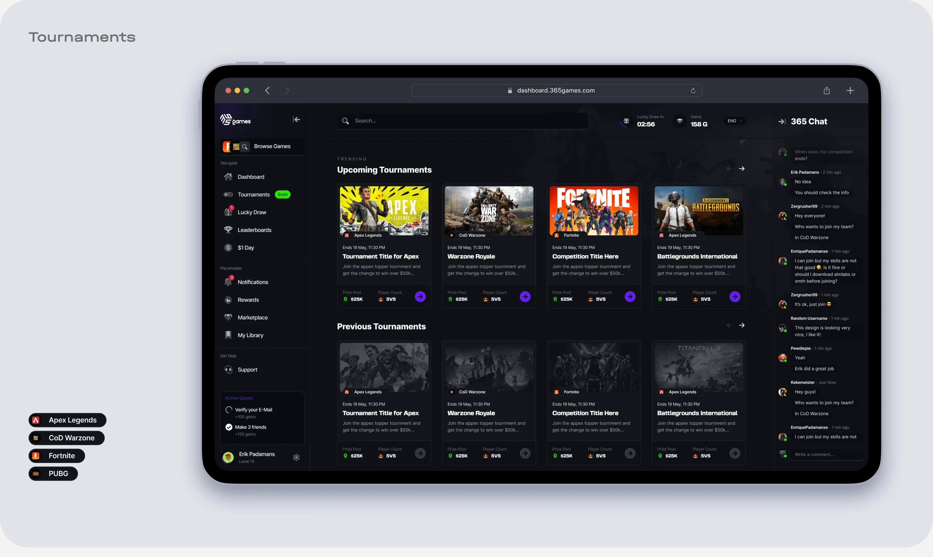 eSports platform development & website design - form-rework.goodface.works