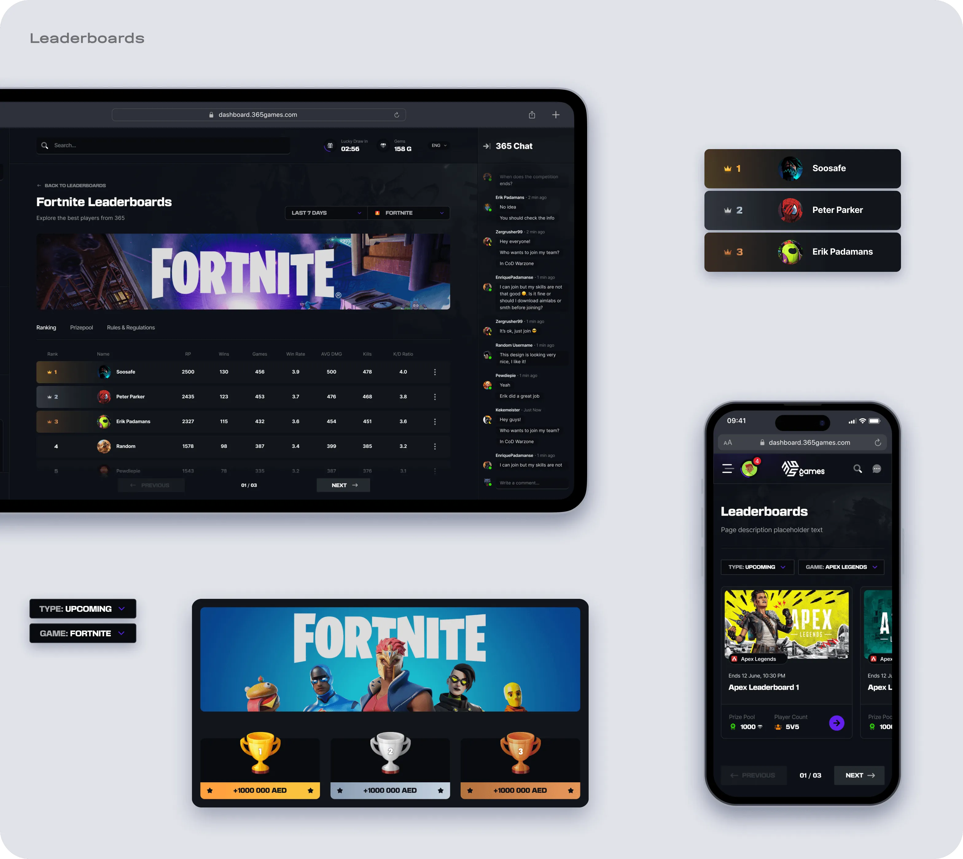 eSports platform development & website design - form-rework.goodface.works