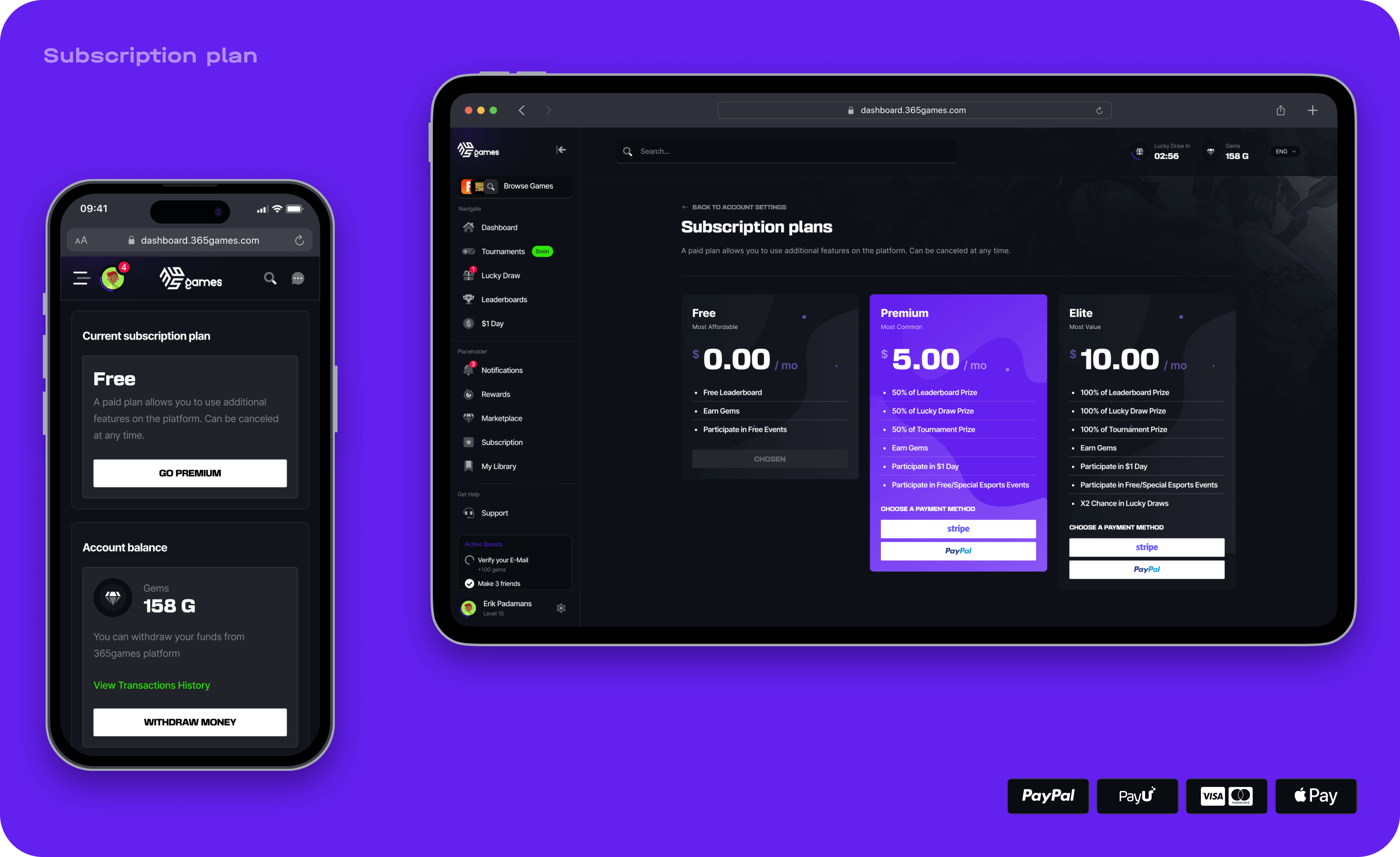 eSports platform development & website design - form-rework.goodface.works
