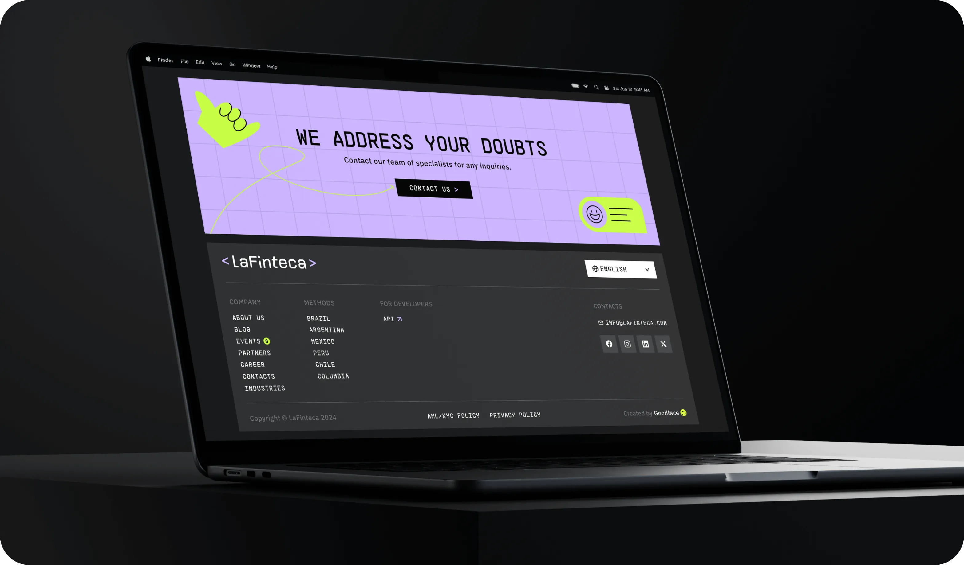 Дизайн бренд-айдентики і веб розробка сайту LaFinteca - goodface.works