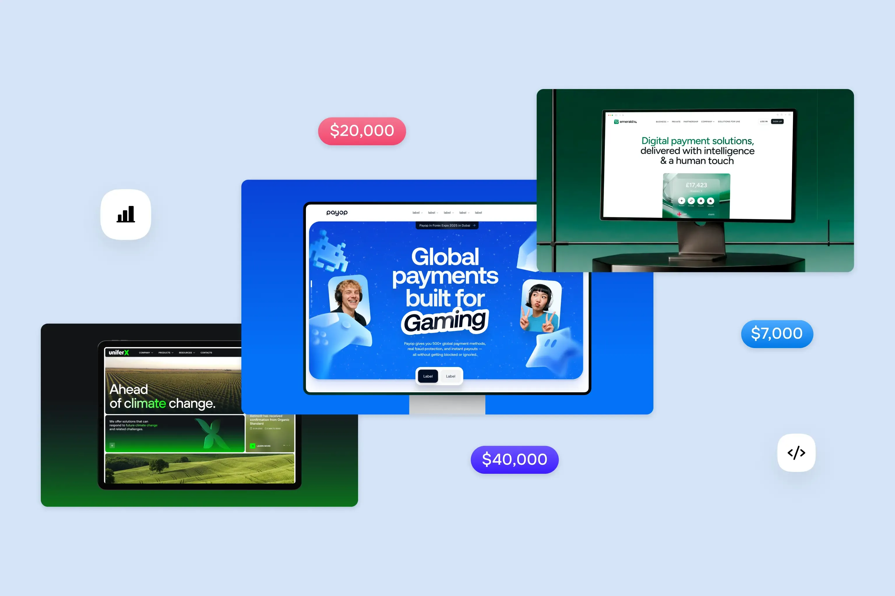 Fintech websites collage