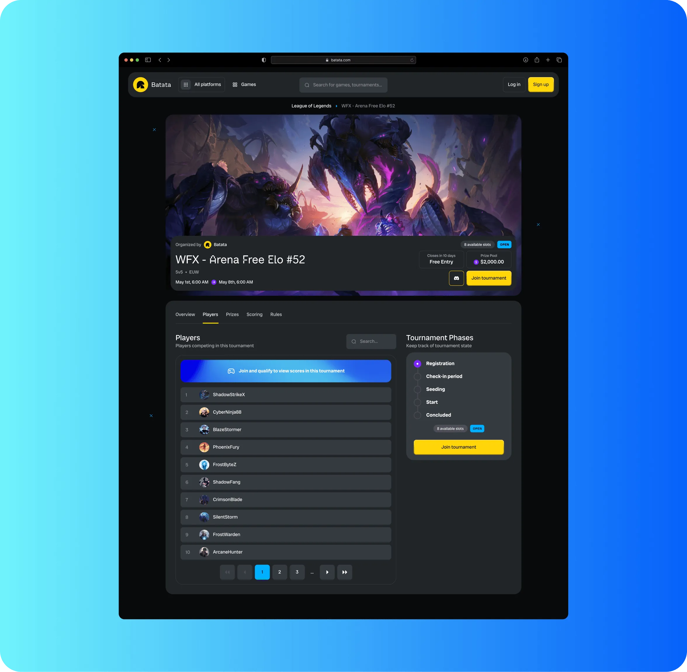 UX/UI Design for Batata eSports Platform - form-rework.goodface.works