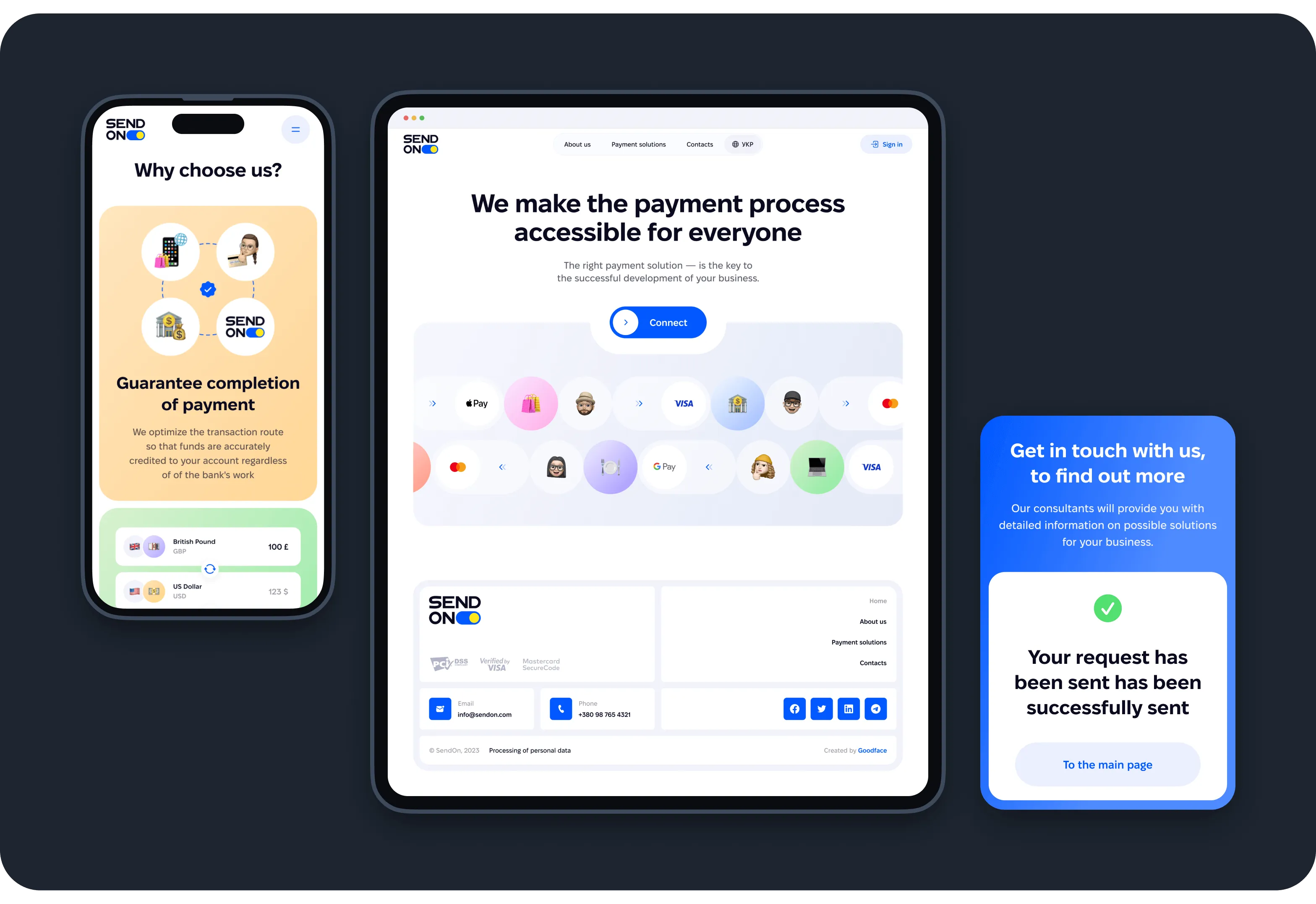 UX/UI & Web Design for SendOn Digital Payment Service - form-rework.goodface.works