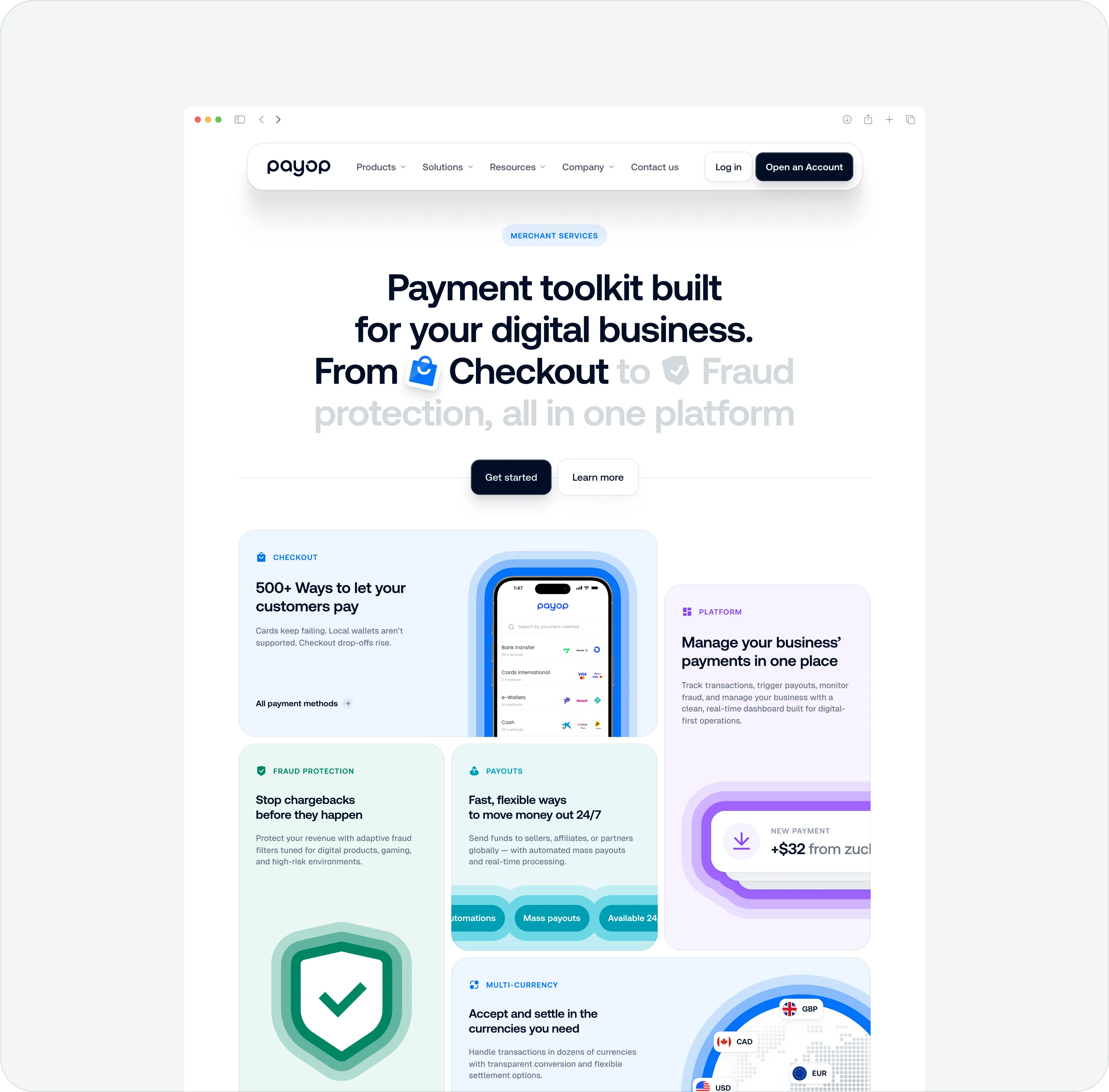 FinTech website design for payment processing platform - form-rework.goodface.works